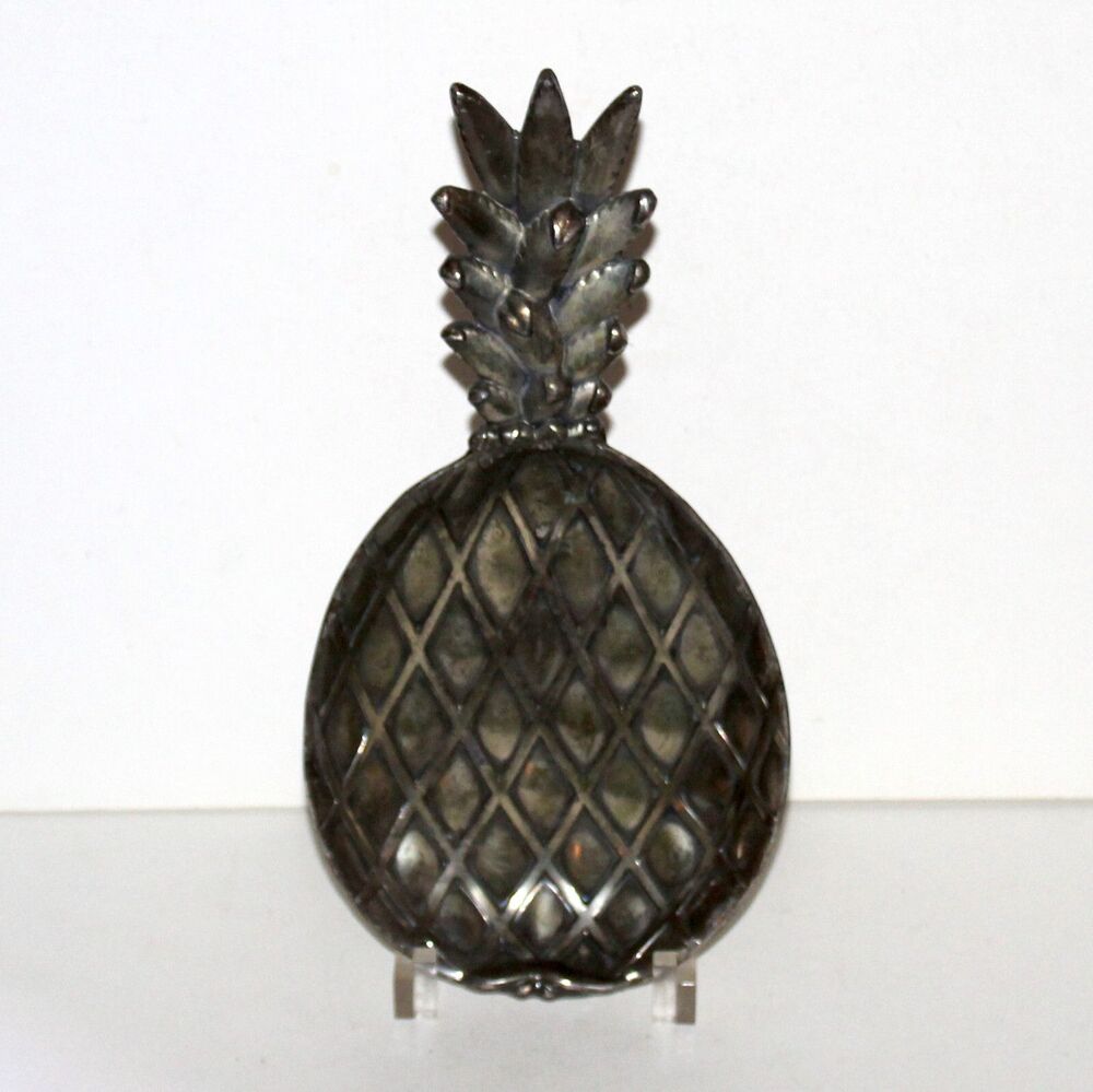 Vintage Pineapple Trinket Dish bowl metal Japan regency federal decor